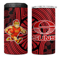 Gold Coast Suns 4 in 1 Can Cooler Tumbler Indigenous Monochrome Dot Art Mascot Style