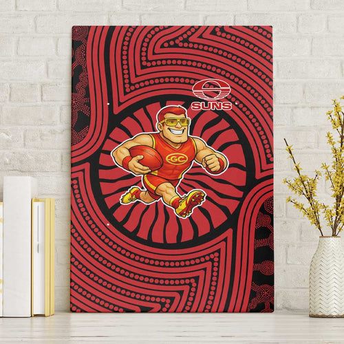 Gold Coast Suns Canvas Wall Art Indigenous Monochrome Dot Art Mascot Style
