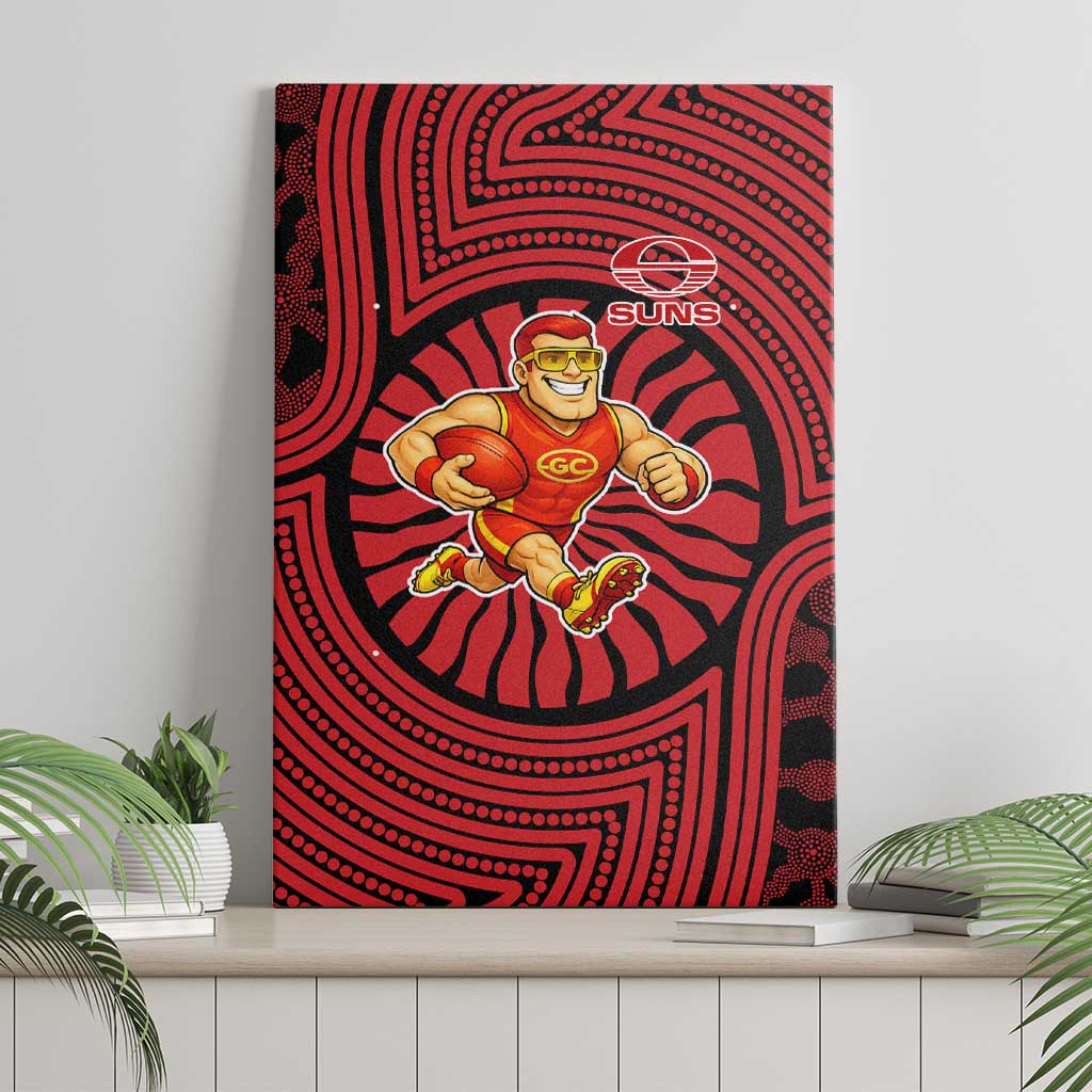 Gold Coast Suns Canvas Wall Art Indigenous Monochrome Dot Art Mascot Style
