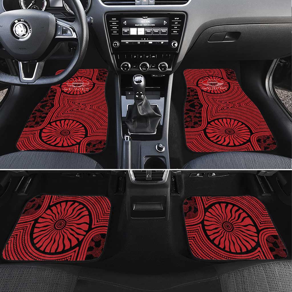 Gold Coast Suns Car Mats Indigenous Monochrome Dot Art Mascot Style