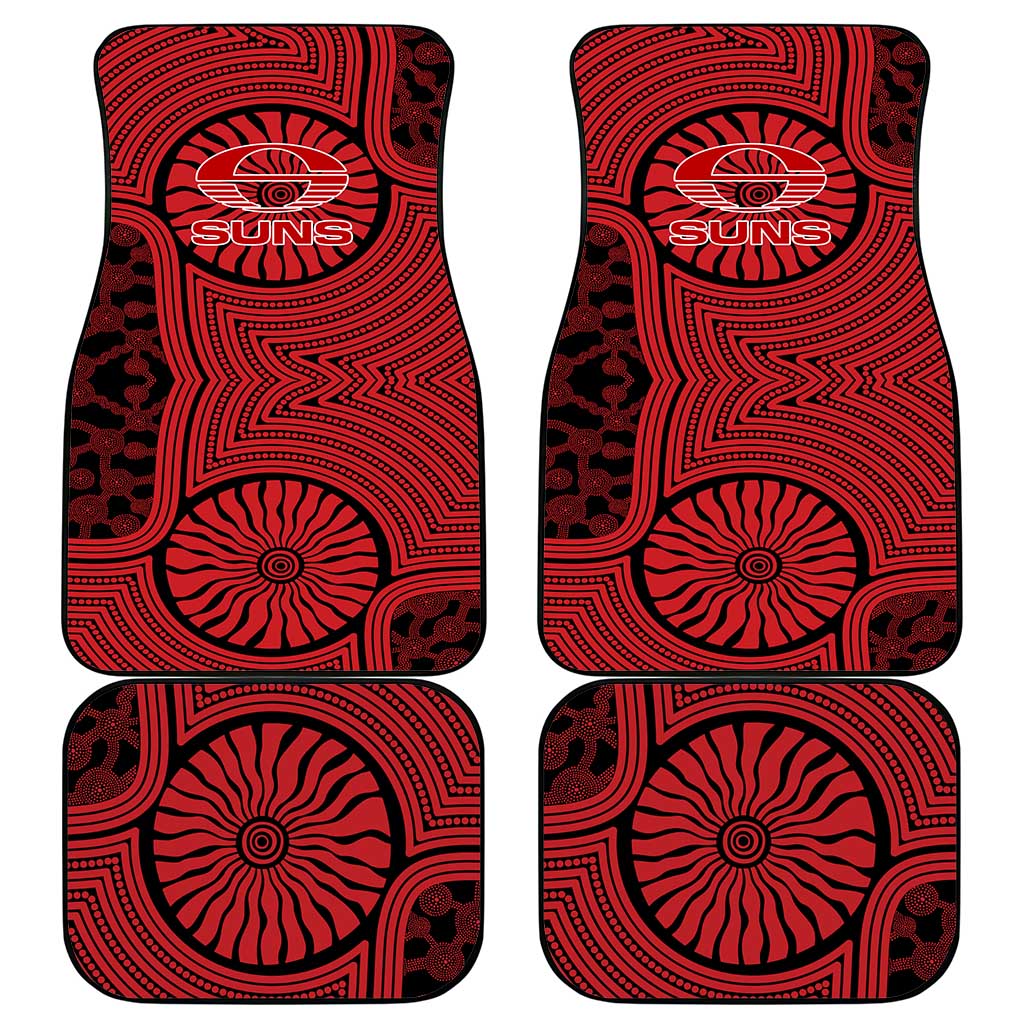 Gold Coast Suns Car Mats Indigenous Monochrome Dot Art Mascot Style