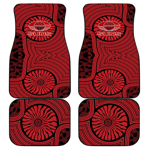 Gold Coast Suns Car Mats Indigenous Monochrome Dot Art Mascot Style