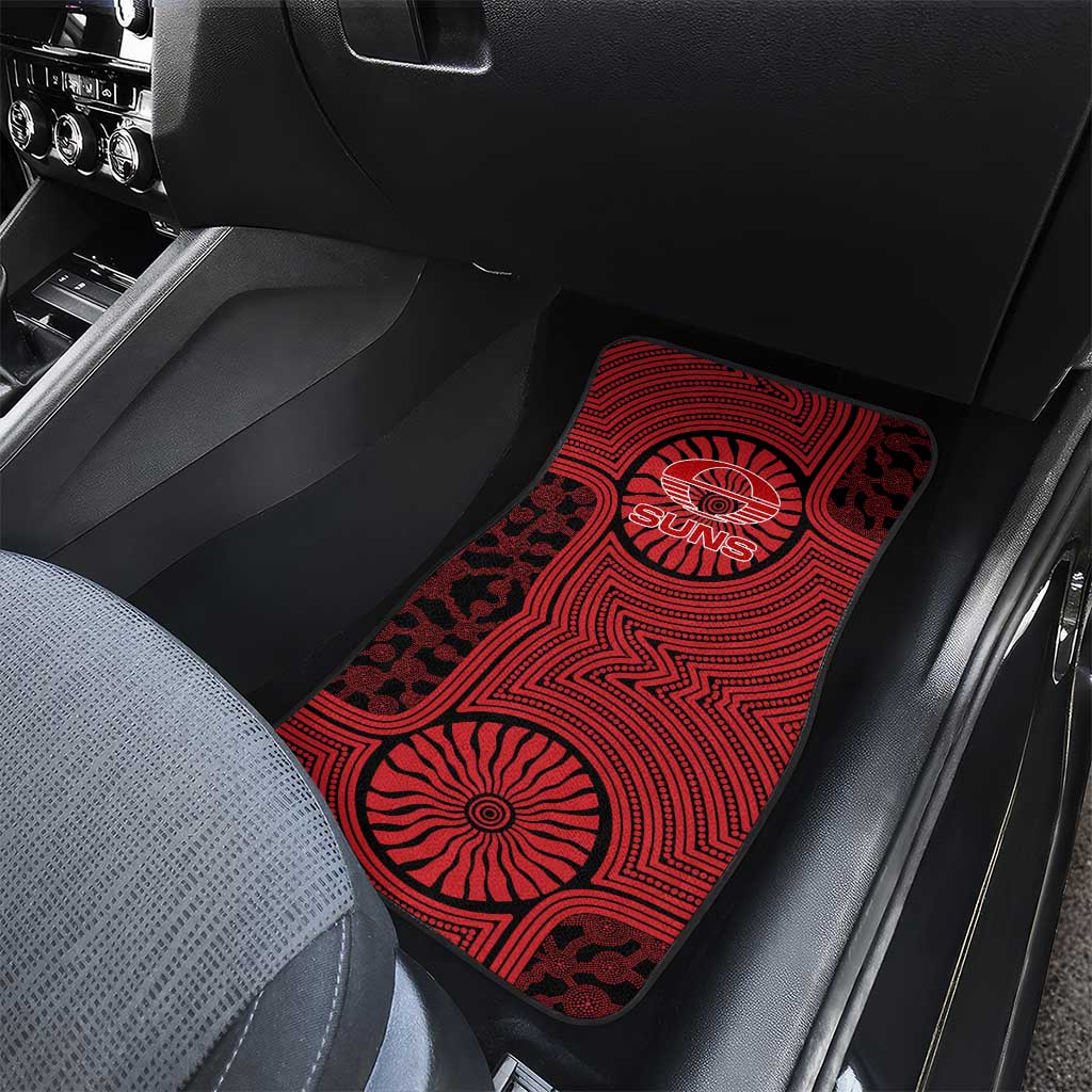 Gold Coast Suns Car Mats Indigenous Monochrome Dot Art Mascot Style