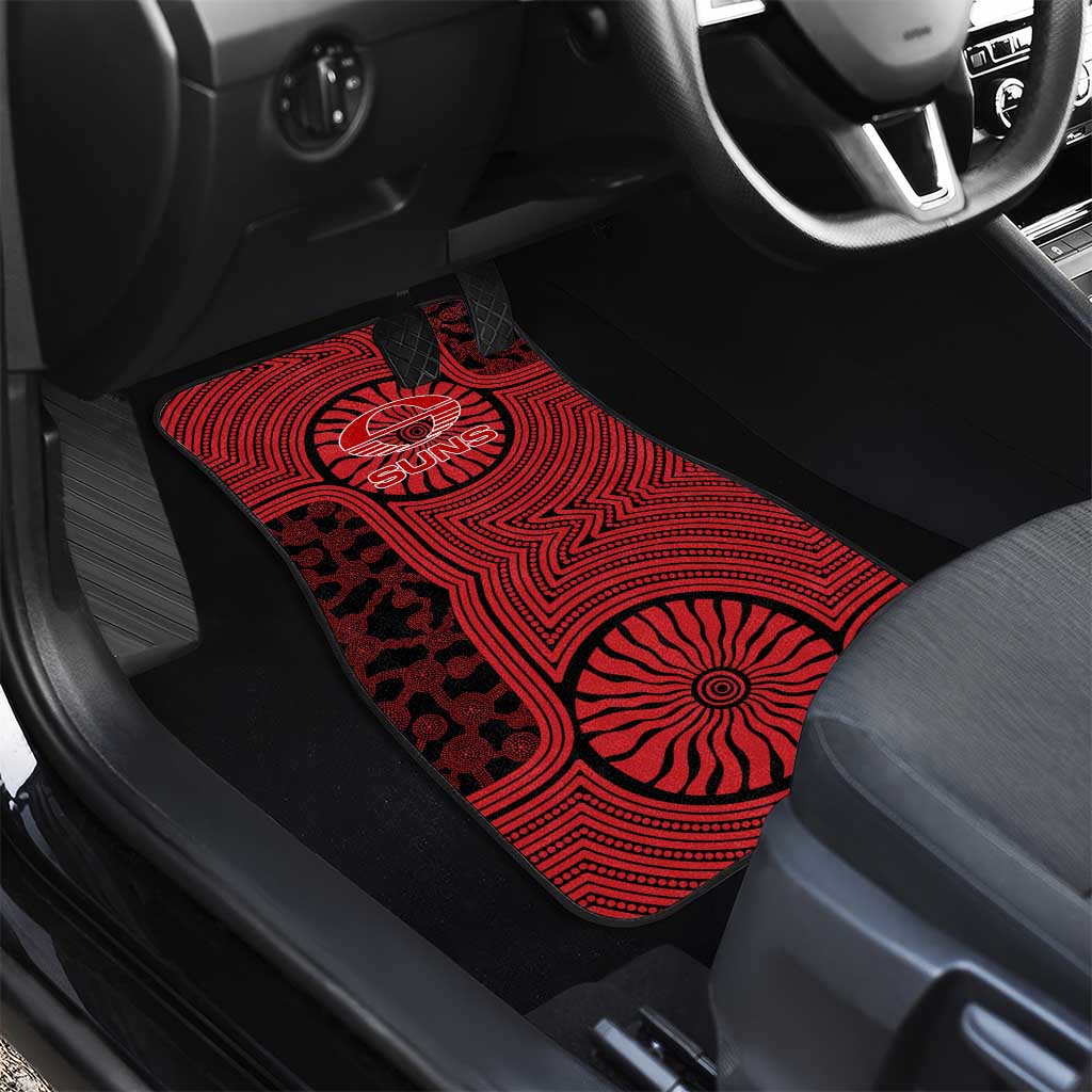 Gold Coast Suns Car Mats Indigenous Monochrome Dot Art Mascot Style