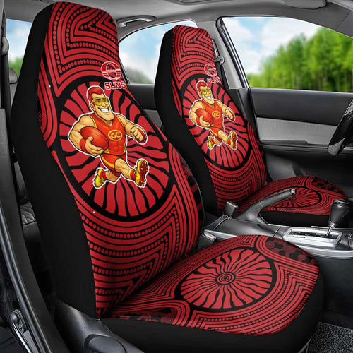 Gold Coast Suns Car Seat Cover Indigenous Monochrome Dot Art Mascot Style