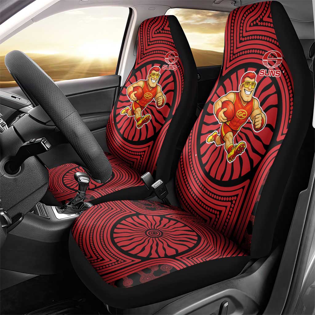 Gold Coast Suns Car Seat Cover Indigenous Monochrome Dot Art Mascot Style