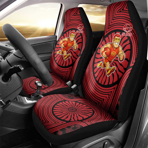 Gold Coast Suns Car Seat Cover Indigenous Monochrome Dot Art Mascot Style