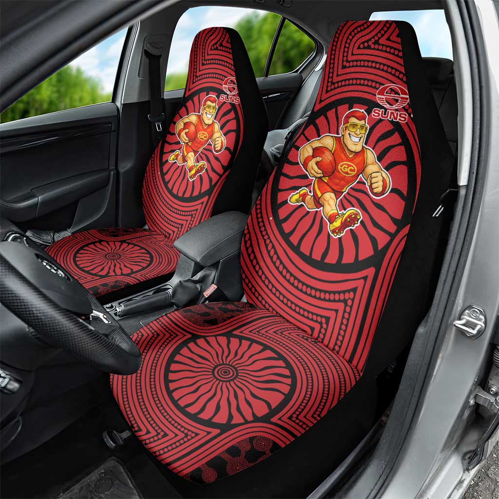 Gold Coast Suns Car Seat Cover Indigenous Monochrome Dot Art Mascot Style