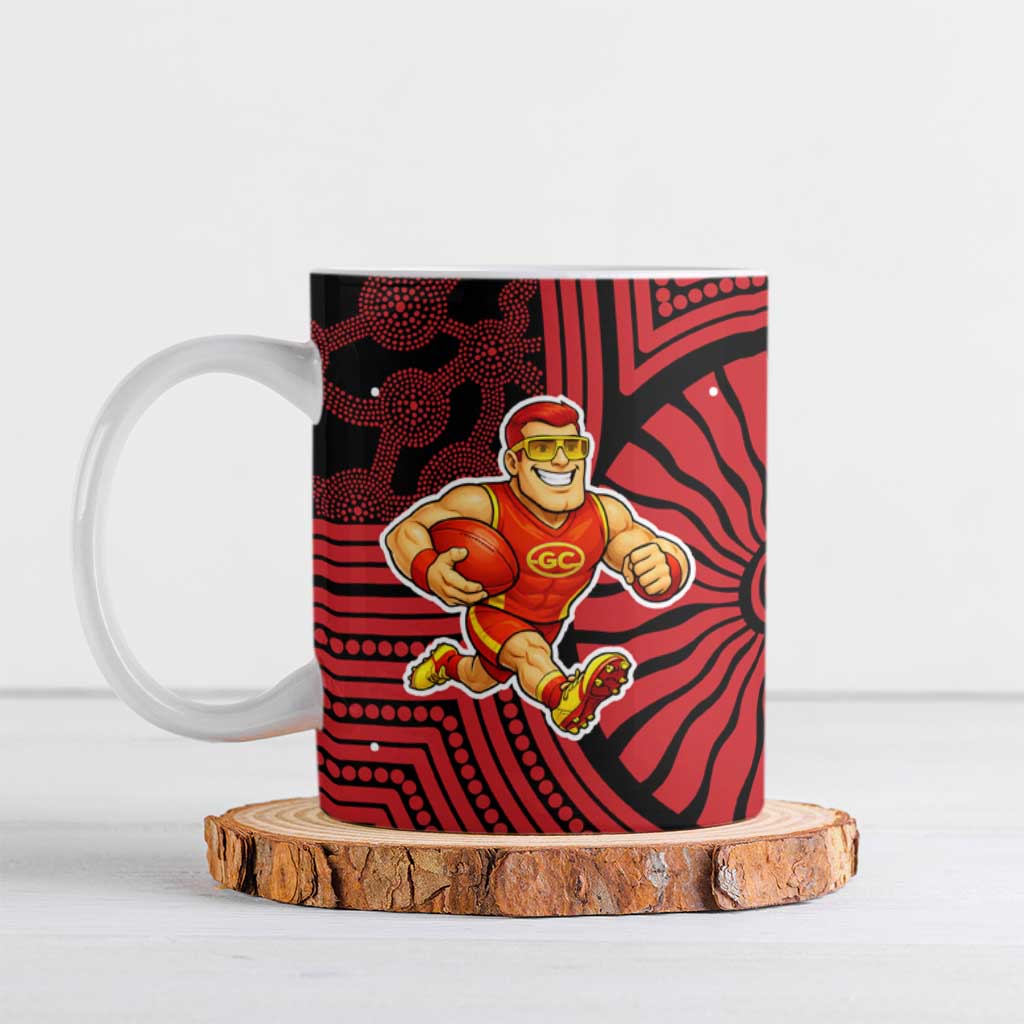Gold Coast Suns Ceramic Mug Indigenous Monochrome Dot Art Mascot Style