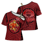 Gold Coast Suns Cross Shoulder Shirt Indigenous Monochrome Dot Art Mascot Style