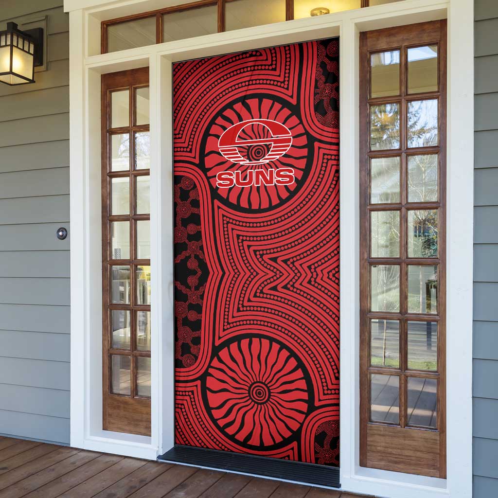 Gold Coast Suns Door Cover Indigenous Monochrome Dot Art Mascot Style
