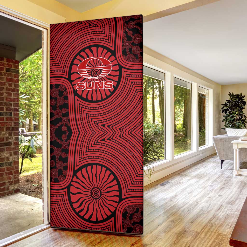 Gold Coast Suns Door Cover Indigenous Monochrome Dot Art Mascot Style