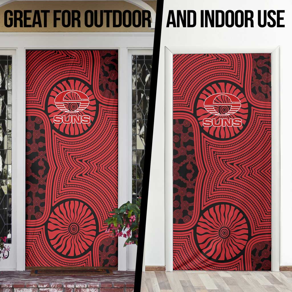 Gold Coast Suns Door Cover Indigenous Monochrome Dot Art Mascot Style