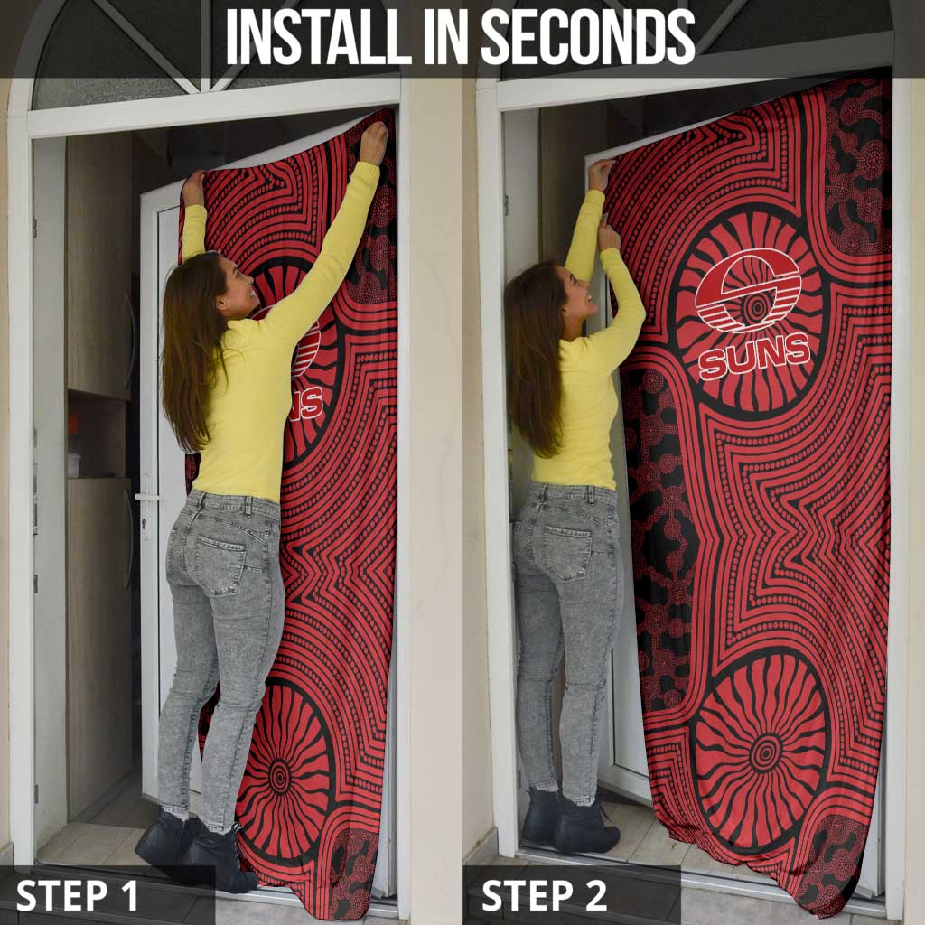 Gold Coast Suns Door Cover Indigenous Monochrome Dot Art Mascot Style