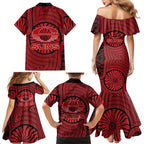 Gold Coast Suns Family Matching Mermaid Dress and Hawaiian Shirt Indigenous Monochrome Dot Art Mascot Style