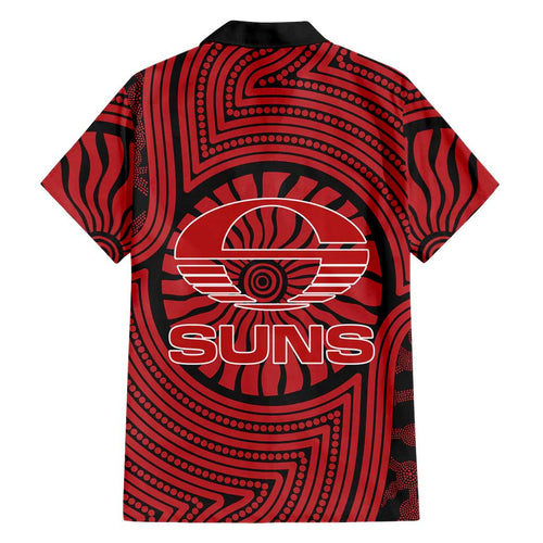 Gold Coast Suns Family Matching Mermaid Dress and Hawaiian Shirt Indigenous Monochrome Dot Art Mascot Style