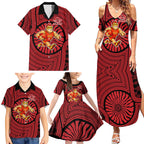 Gold Coast Suns Family Matching Summer Maxi Dress and Hawaiian Shirt Indigenous Monochrome Dot Art Mascot Style