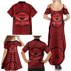 Gold Coast Suns Family Matching Summer Maxi Dress and Hawaiian Shirt Indigenous Monochrome Dot Art Mascot Style