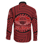 Gold Coast Suns Family Matching Summer Maxi Dress and Hawaiian Shirt Indigenous Monochrome Dot Art Mascot Style