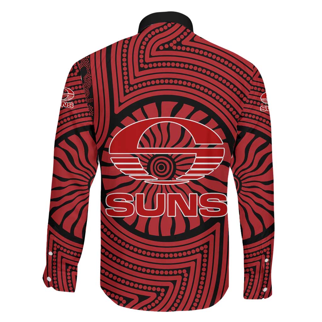 Gold Coast Suns Family Matching Summer Maxi Dress and Hawaiian Shirt Indigenous Monochrome Dot Art Mascot Style