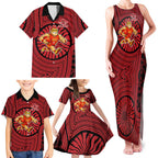Gold Coast Suns Family Matching Tank Maxi Dress and Hawaiian Shirt Indigenous Monochrome Dot Art Mascot Style
