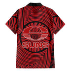 Gold Coast Suns Family Matching Tank Maxi Dress and Hawaiian Shirt Indigenous Monochrome Dot Art Mascot Style