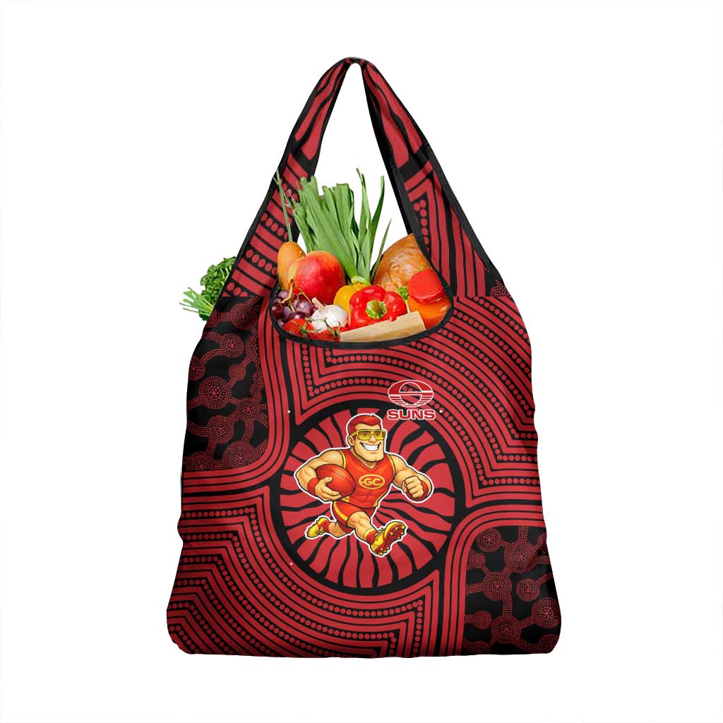 Gold Coast Suns Grocery Bag Indigenous Monochrome Dot Art Mascot Style