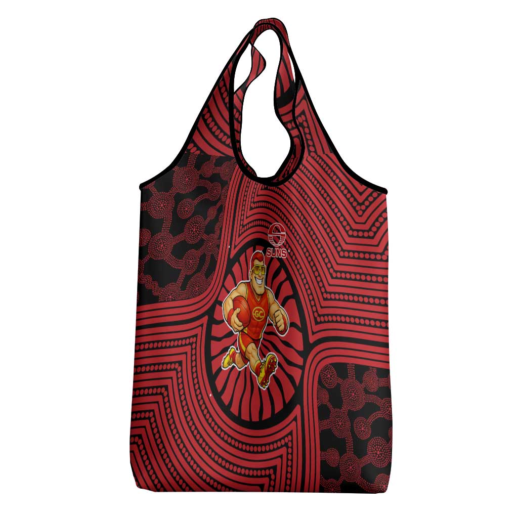 Gold Coast Suns Grocery Bag Indigenous Monochrome Dot Art Mascot Style