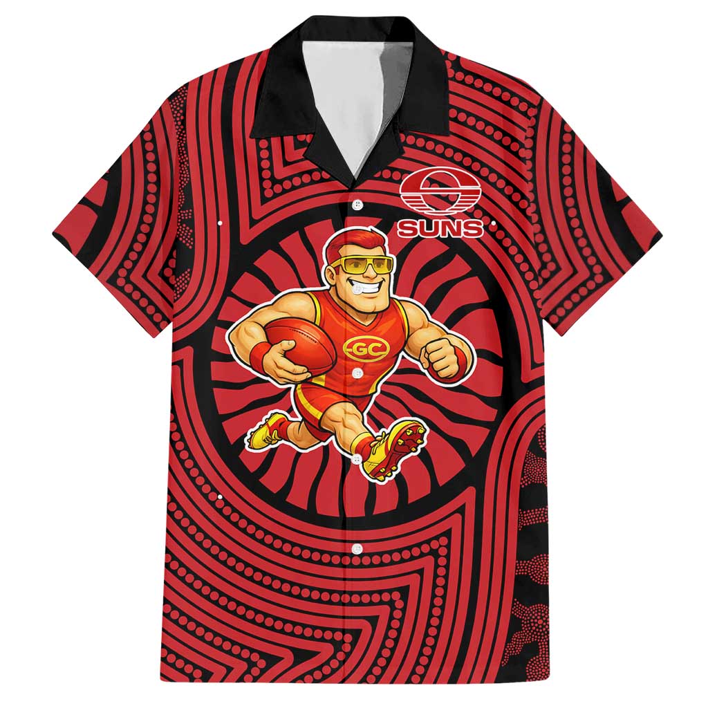 Gold Coast Suns Hawaiian Shirt Indigenous Monochrome Dot Art Mascot Style