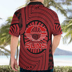 Gold Coast Suns Hawaiian Shirt Indigenous Monochrome Dot Art Mascot Style