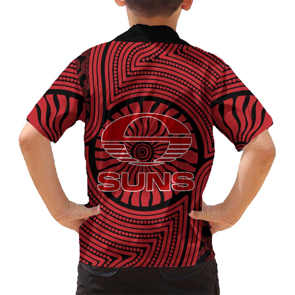 Gold Coast Suns Hawaiian Shirt Indigenous Monochrome Dot Art Mascot Style