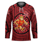 Gold Coast Suns Hockey Jersey Indigenous Monochrome Dot Art Mascot Style