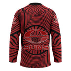 Gold Coast Suns Hockey Jersey Indigenous Monochrome Dot Art Mascot Style