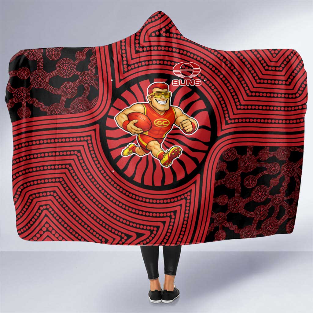 Gold Coast Suns Hooded Blanket Indigenous Monochrome Dot Art Mascot Style