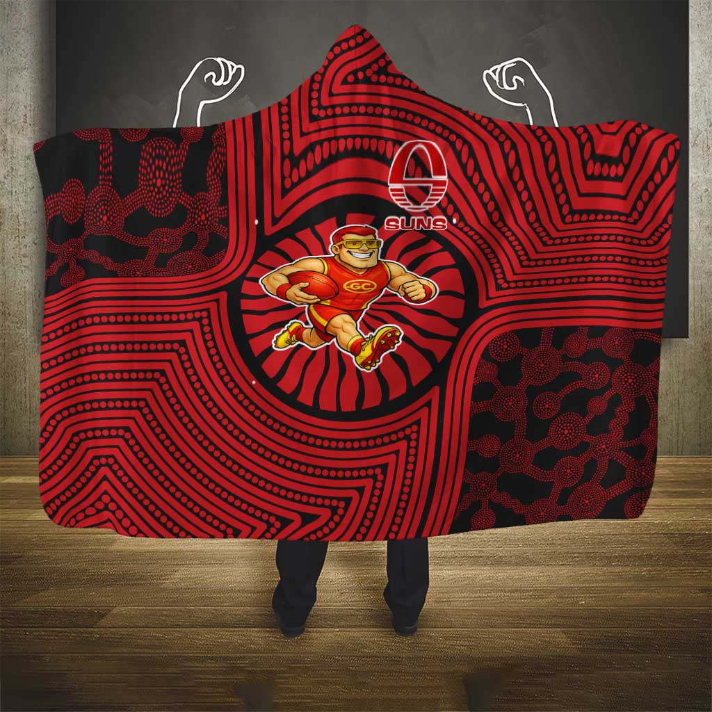 Gold Coast Suns Hooded Blanket Indigenous Monochrome Dot Art Mascot Style