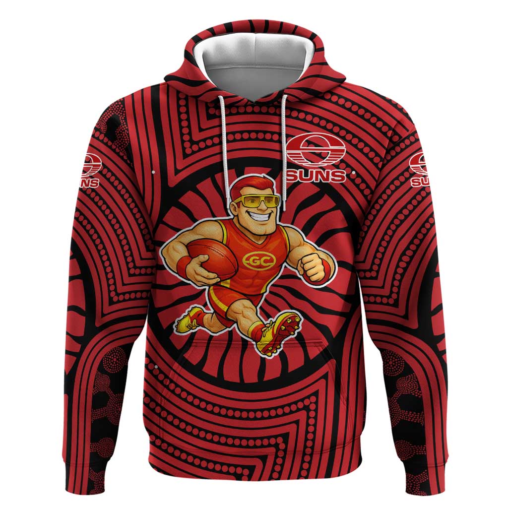 Gold Coast Suns Hoodie Indigenous Monochrome Dot Art Mascot Style
