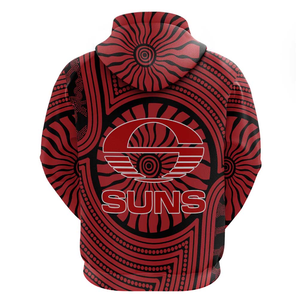 Gold Coast Suns Hoodie Indigenous Monochrome Dot Art Mascot Style