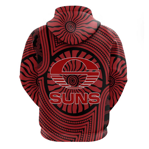 Gold Coast Suns Hoodie Indigenous Monochrome Dot Art Mascot Style