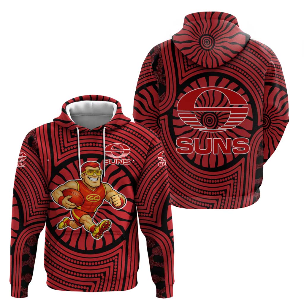 Gold Coast Suns Hoodie Indigenous Monochrome Dot Art Mascot Style