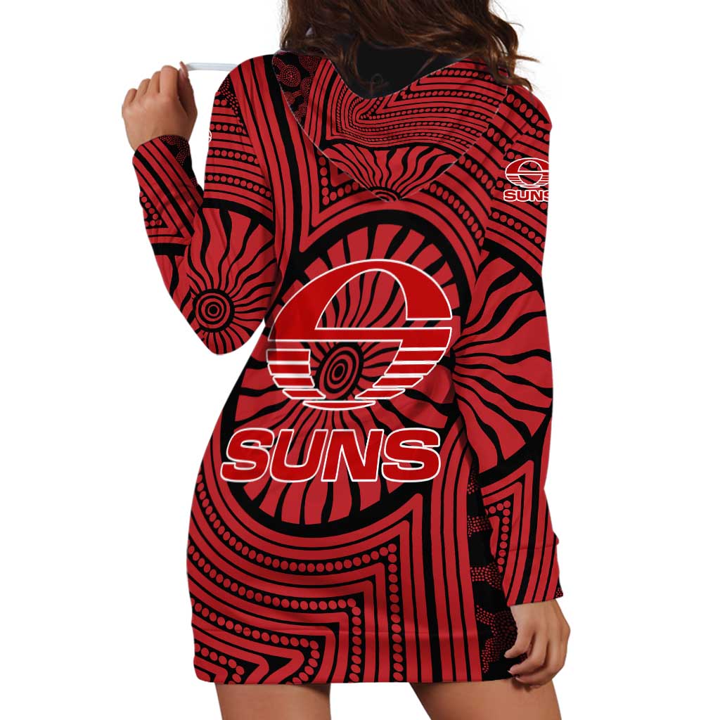 Gold Coast Suns Hoodie Dress Indigenous Monochrome Dot Art Mascot Style