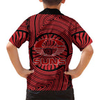 Gold Coast Suns Kid Hawaiian Shirt Indigenous Monochrome Dot Art Mascot Style