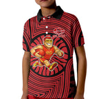 Gold Coast Suns Kid Polo Shirt Indigenous Monochrome Dot Art Mascot Style