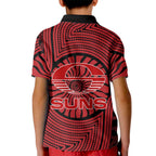 Gold Coast Suns Kid Polo Shirt Indigenous Monochrome Dot Art Mascot Style