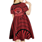 Gold Coast Suns Kid Short Sleeve Dress Indigenous Monochrome Dot Art Mascot Style