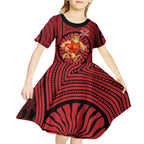 Gold Coast Suns Kid Short Sleeve Dress Indigenous Monochrome Dot Art Mascot Style