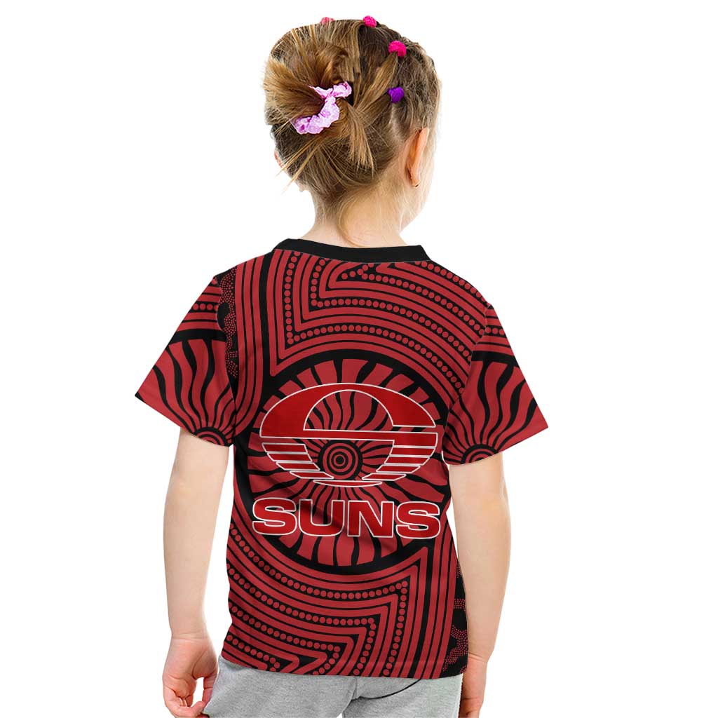Gold Coast Suns Kid T Shirt Indigenous Monochrome Dot Art Mascot Style