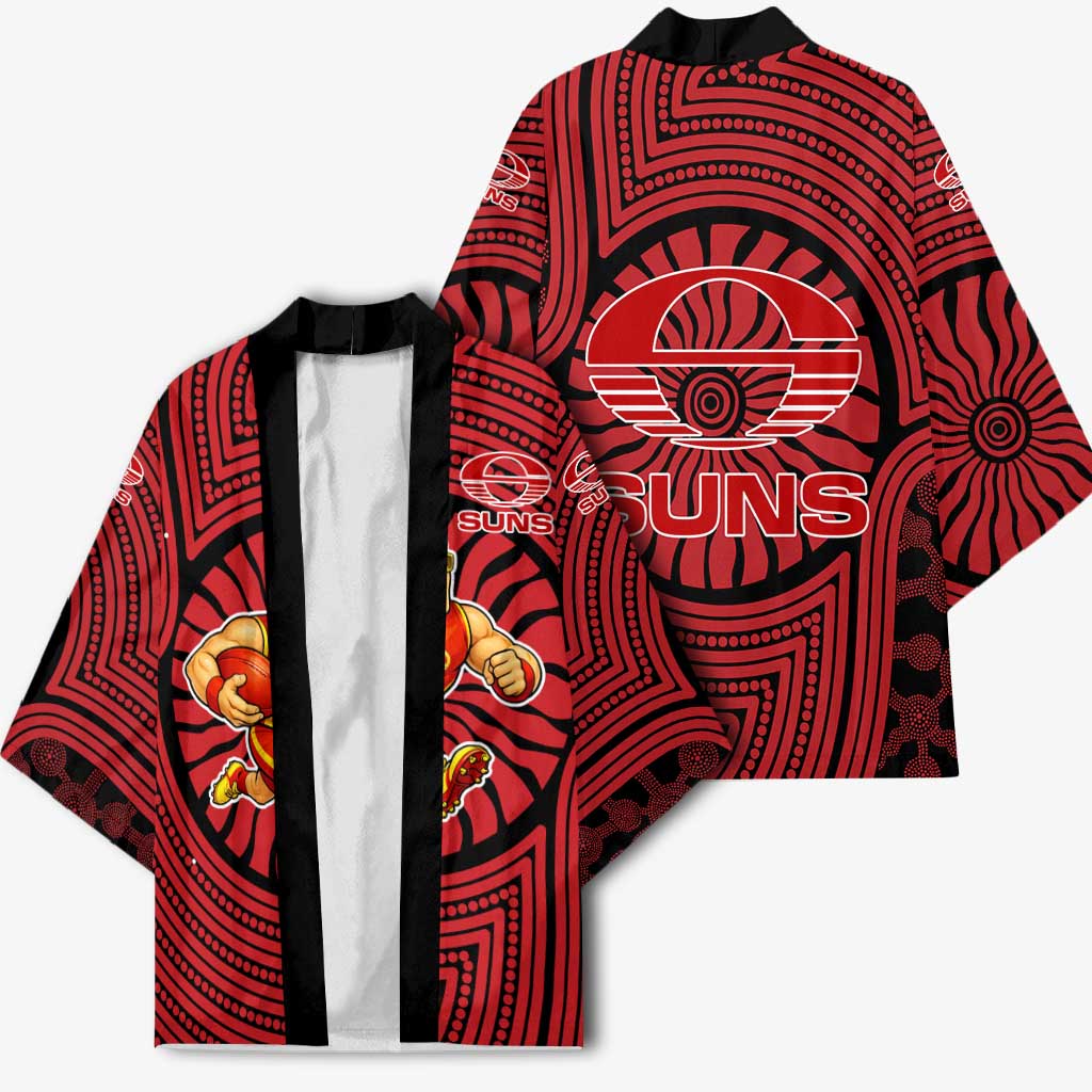 Gold Coast Suns Kimono Indigenous Monochrome Dot Art Mascot Style