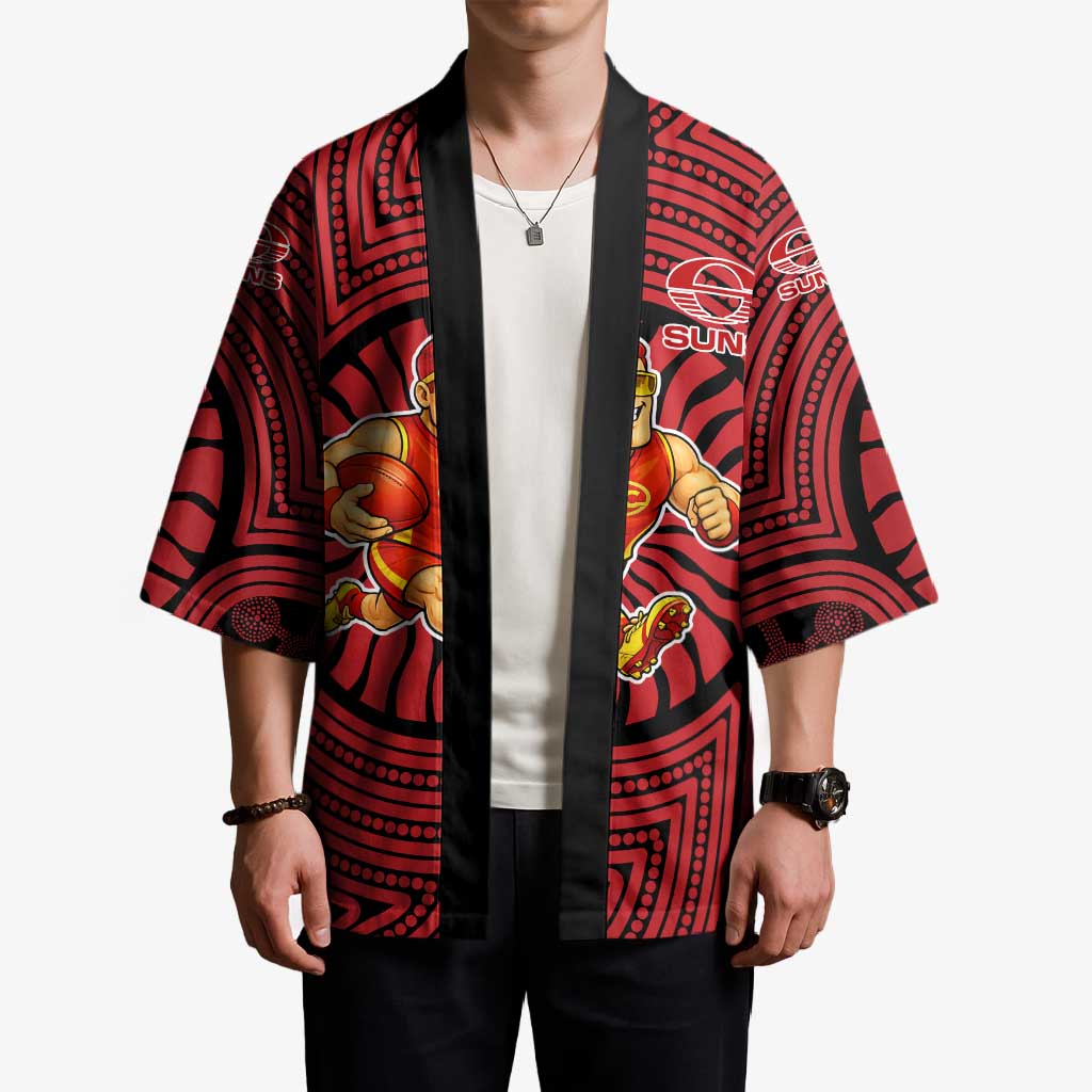 Gold Coast Suns Kimono Indigenous Monochrome Dot Art Mascot Style
