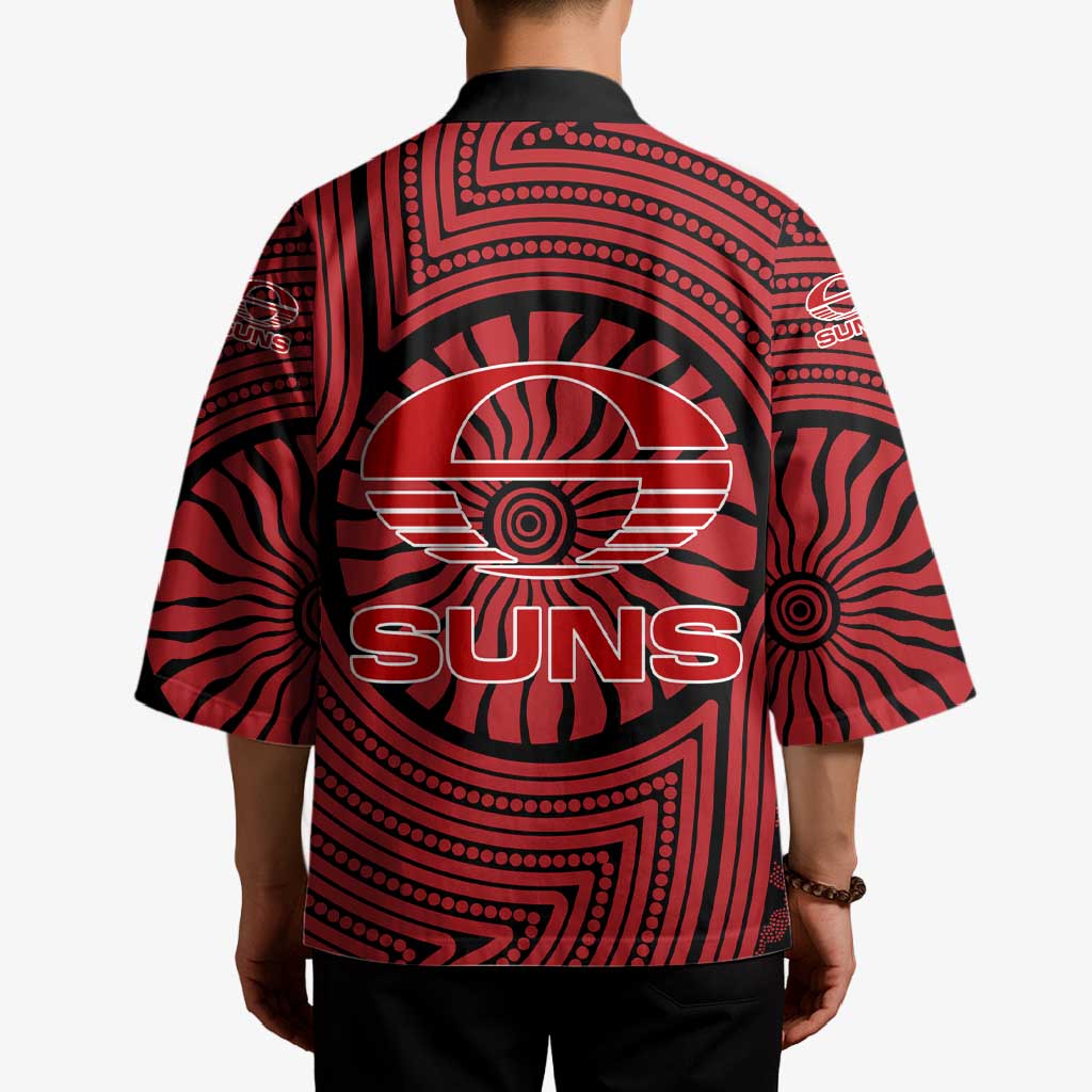 Gold Coast Suns Kimono Indigenous Monochrome Dot Art Mascot Style