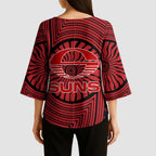 Gold Coast Suns Kimono Sleeve Blouse Indigenous Monochrome Dot Art Mascot Style